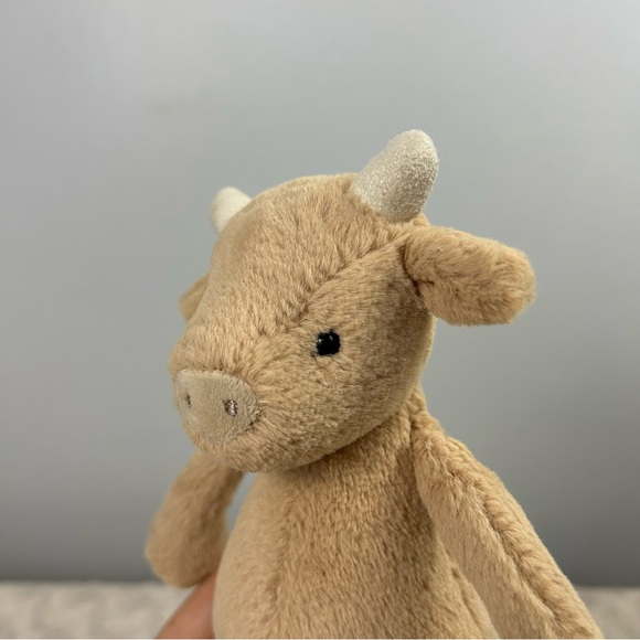 Jellycat Bashful Cow Plush Stuffed Animal Toy Tan Bull Calf Small 8" Lovey - Picture 6 of 7